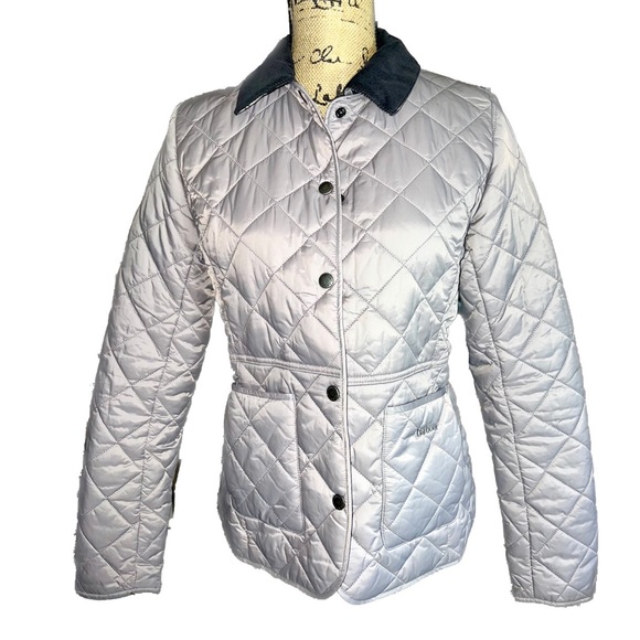 Barbour Grey Polarquilt Plaid & Cord Collar Jacket